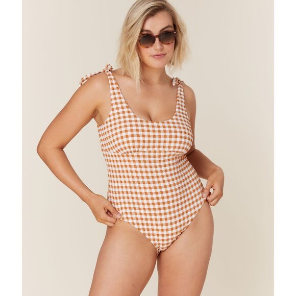 Andie Swim The Mandalay One Piece Women's Size XS Gingham Sparrow Seersucker NWT - Picture 6 of 16